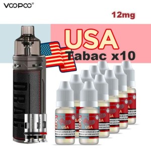Voopoo drag S + Tabac USA 12mg + 10 flacons - e-clopevape