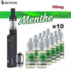JUSTFOG Q16 PRO + Menthe 00mg + 10 flacons - e-clopevape