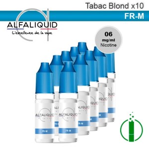 Pack Alfaliquid de 10 liquides Fr-m 06mg - Tabac blond - e-clopevape