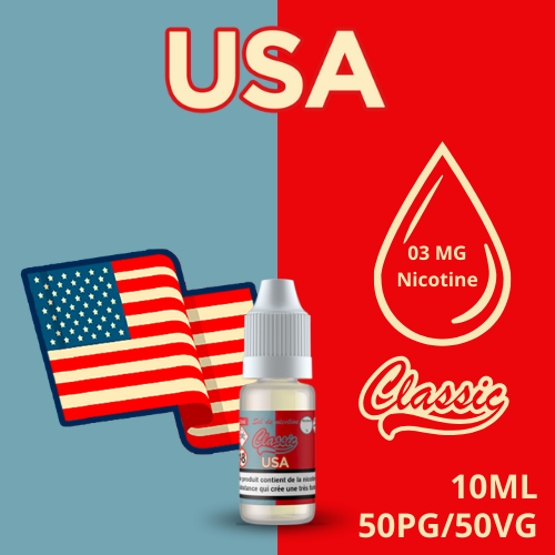 E-Liquide Usa CLASSIC LIQUIDE 10ML-03MG-de-nicotine-50PG-50VG - e-clopevape