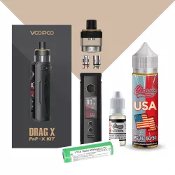 Voopoo drag X PNP-X + Batterie + Usa 50 ml + booster 20MG sel de nicotine - e-clopevape - KIT complet