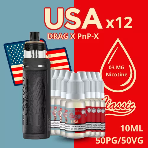 Voopoo drag X PNP-X couleur Eagle-Black + Batterie 3000mah + USA 03mg + 12 flacons - e-clopevape.com