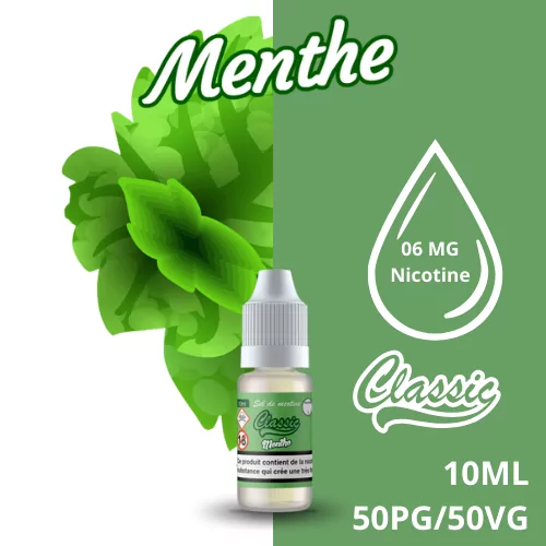 E-Liquide Menthe CLASSIC LIQUIDE 10ML - arômes doux et frais de la menthe - 06mg nicotine - e-clopevape.com