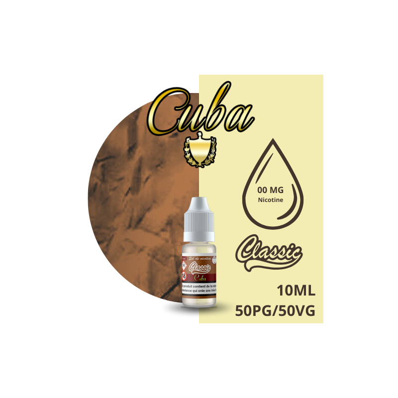 E-Liquide Cuba CLASSIC LIQUIDE 10ML - sans nicotine - e-clopevape.com