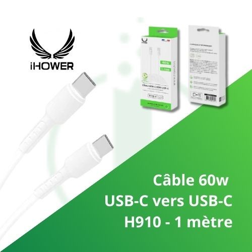 Câbles IHOWER 60W USB-C - Charge et Synchronisation Rapide - 1 mètre - h910