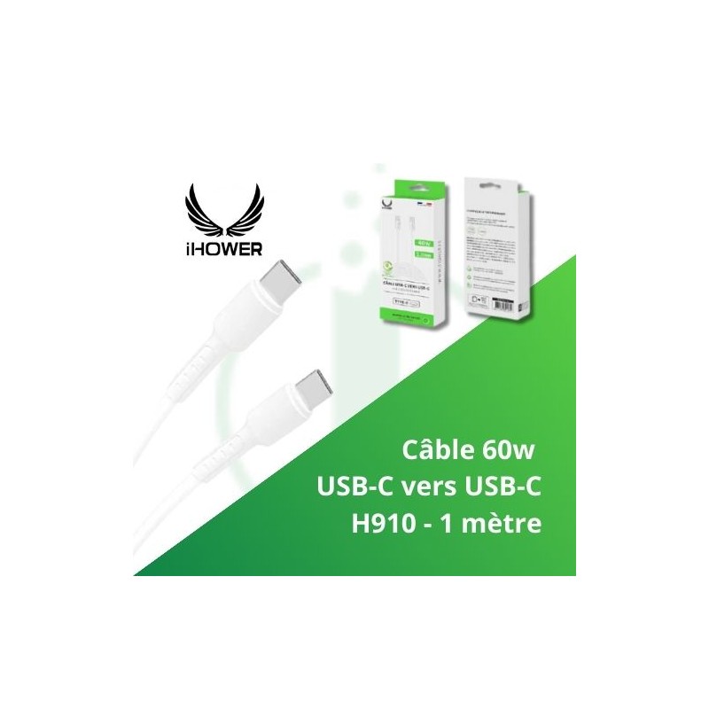 Câbles IHOWER 60W USB-C - Charge et Synchronisation Rapide - 1 mètre - h910